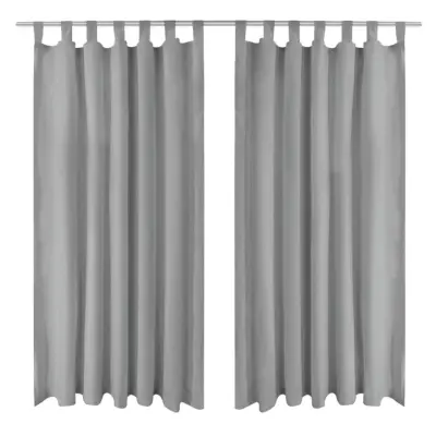 vidaXL Zavese iz mikro satena 2 kosa z zankami 140x175 cm sive barve