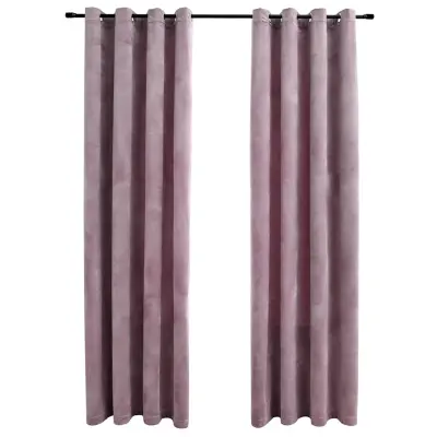 vidaXL Zatemnitvene zavese z obročki 2 kosa žamet roza 140x175 cm