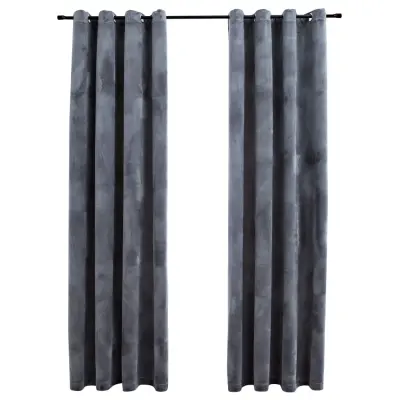 vidaXL Zatemnitvene zavese z obročki 2 kosa žamet antracitne 140x245cm