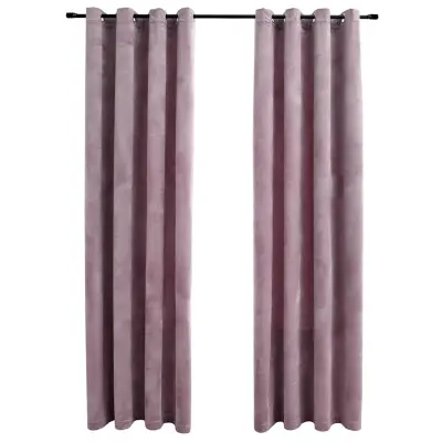 vidaXL Zatemnitvene zavese z obročki 2 kosa žamet roza 140x245 cm