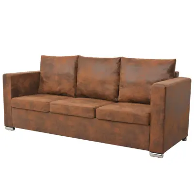 vidaXL Kavč trosed 191x73x82 cm umetno semiš usnje