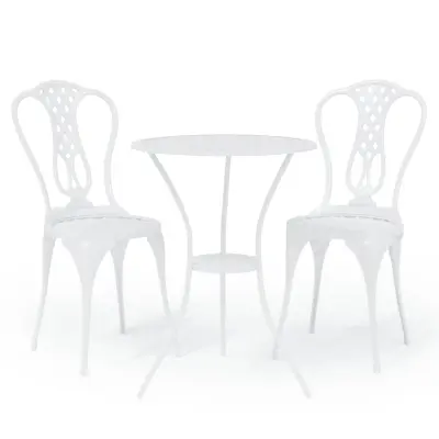 vidaXL Bistro garnitura 3-delna liti aluminij bela