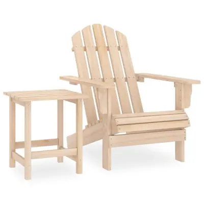 vidaXL Vrtni stol Adirondack z mizo trden les jelke siv