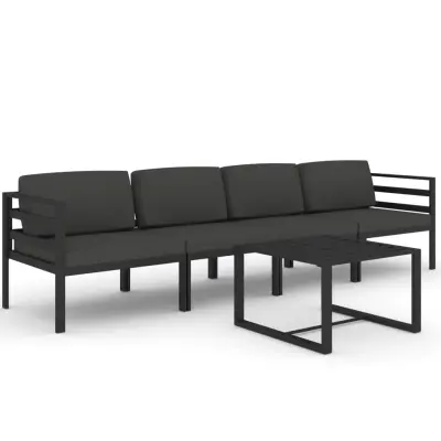 vidaXL Vrtna sedežna garnitura 5-delna z blazinami aluminij antracit