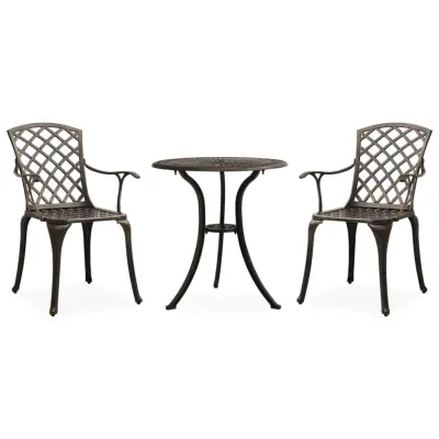 vidaXL Bistro garnitura 3-delna liti aluminij bronasta