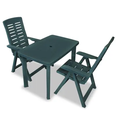 vidaXL Bistro garnitura 3-delna plastika zelena