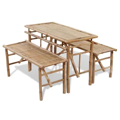 vidaXL Pivska miza z 2 klopema 100 cm bambus