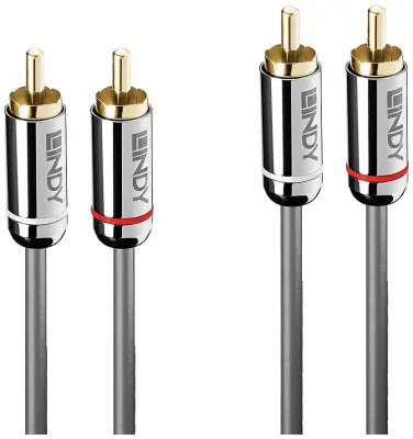 LINDY 35349 RCA avdio priključni kabel [2x moški cinch konektor - 2x moški cinch konektor] 10 m antracitna