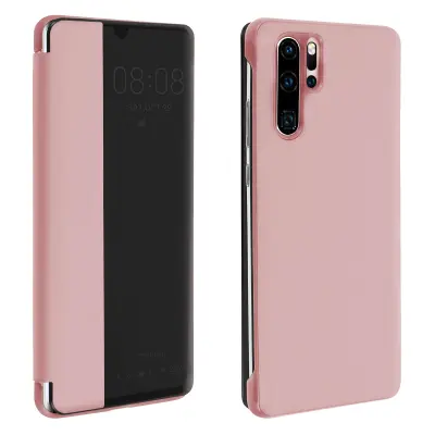 Zašcitna torbica z velikim okencem za ogled - rožnato zlato str. Huawei P30 Pro