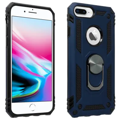 Etui, odporen na udarce, s kovinskim držalom za obrocke - polnocno modra str. Apple iPhone 6 Plus, 6S Plus, 7 Plus in 8 Plus