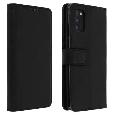 Ovitek denarnica za Samsung Galaxy A41 in preklopna podpora za video, popolna zašcita - crna