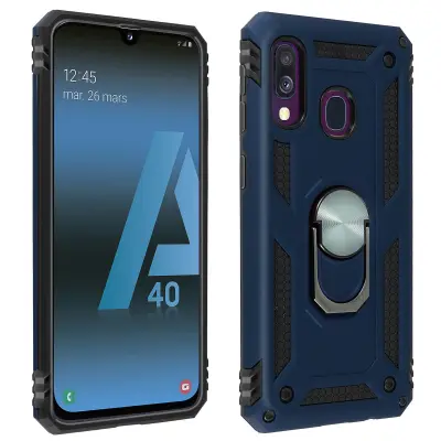 Etui, odporen na udarce, s kovinskim držalom za obrocke - polnocno modra str. Samsung Galaxy A40