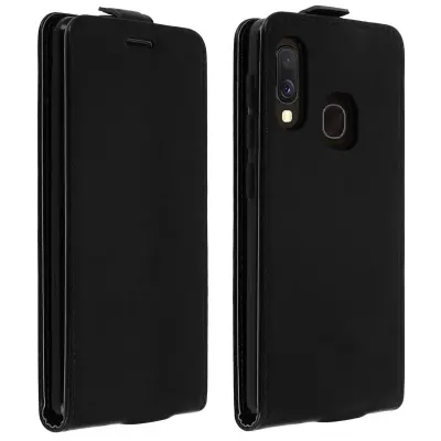 Vertikalna preklopna torbica z držalom za kartice, gladek ucinek - crna str. Samsung Galaxy A20e