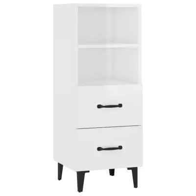 vidaXL Komoda visok sijaj bela 34,5x34x90 cm konstruiran les