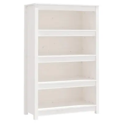 vidaXL Knjižna omara bela 80x35x126 cm trdna borovina