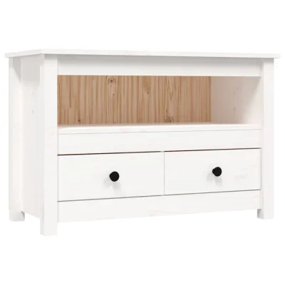 vidaXL TV omarica bela 79x35x52 cm trdna borovina