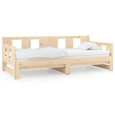 vidaXL Izvlečna dnevna postelja trdna borovina 2x(80x200) cm