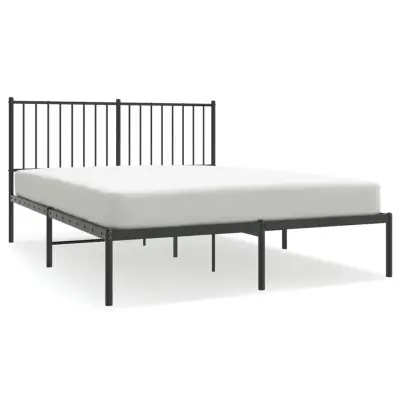 vidaXL Kovinski posteljni okvir z vzglavjem črn 140x200 cm