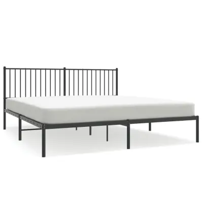 vidaXL Kovinski posteljni okvir z vzglavjem črn 180x200 cm