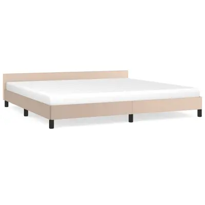 vidaXL Posteljni okvir z vzglavjem brez vzmetnice kapučino 200x200 cm