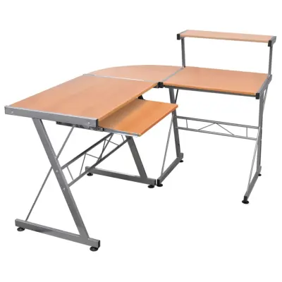 vidaXL Kotna računalniška miza rjava 132x112x99 cm inženirski les