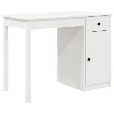 vidaXL Pisalna miza bela 100x50x75 cm trdna borovina