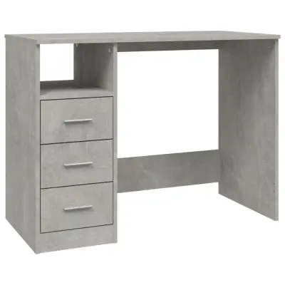 vidaXL Pisalna miza s predali betonsko siva 102x50x76cm inženirski les