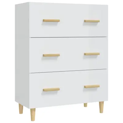 vidaXL Komoda visok sijaj bela 70x34x90 cm konstruiran les