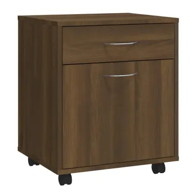 vidaXL Omarica na kolesih rjav hrast 45x38x54 cm konstruiran les
