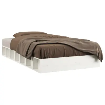 vidaXL Posteljni okvir bel 120x190 cm trden les