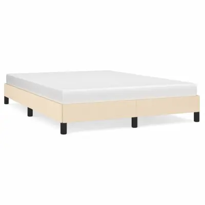 vidaXL Posteljni okvir brez vzmetnice krem 140x200 cm tkanina
