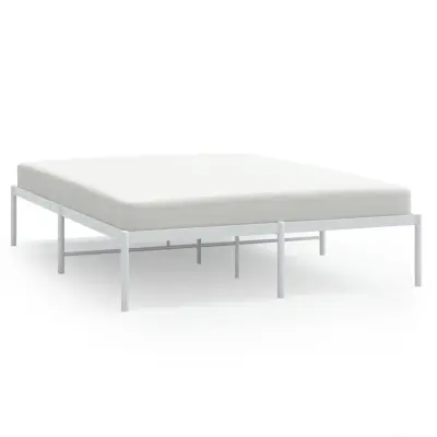 vidaXL Kovinski posteljni okvir bel 150x200 cm