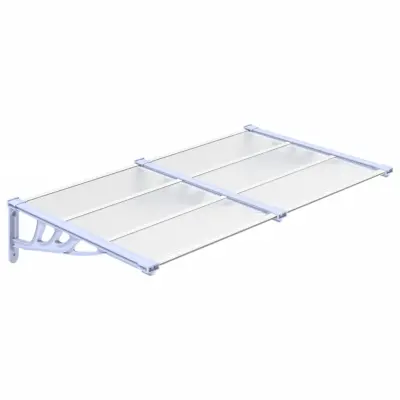 vidaXL Nadstrešek za vrata siv in prozoren 152,5x90 cm polikarbonat