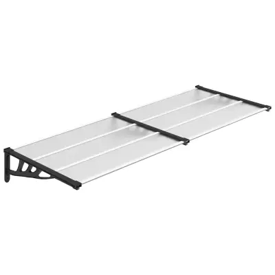 vidaXL Nadstrešek za vrata črn in prozoren 239x90 cm polikarbonat