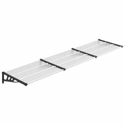 vidaXL Nadstrešek za vrata črn in prozoren 358,5x90 cm polikarbonat