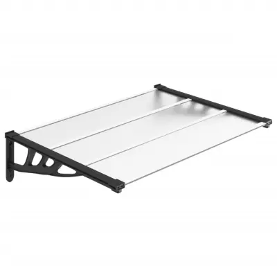 vidaXL Nadstrešek za vrata črn in prozoren 122x90 cm polikarbonat