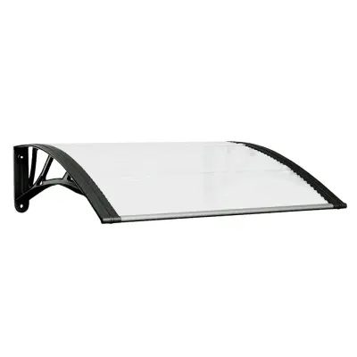 vidaXL Nadstrešek za vrata črn in prozoren 80x75 cm polikarbonat