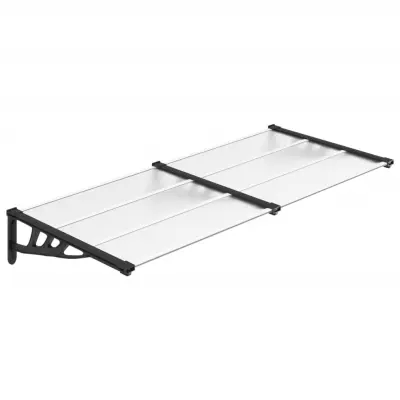 vidaXL Nadstrešek za vrata črn in prozoren 199x90 cm polikarbonat