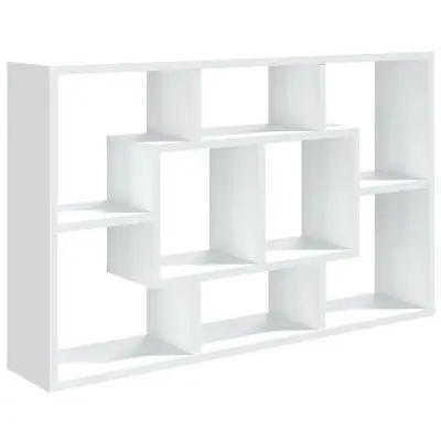 vidaXL Stenska polica bela 85x16x52,5 cm inženirski les