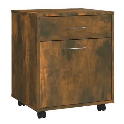vidaXL Omarica na kolesih dimljeni hrast 45x38x54 cm konstruiran les