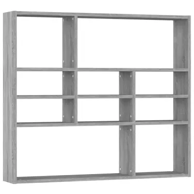 vidaXL Stenska polica siva sonoma 90x16x78 cm inženirski les