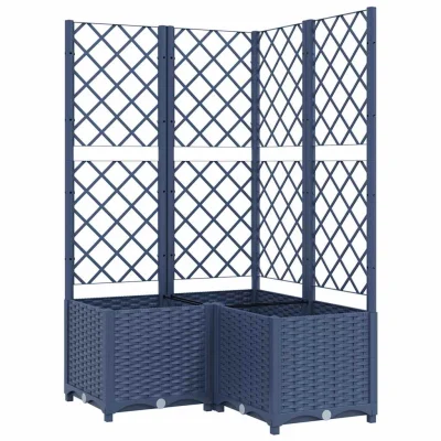 vidaXL Cvetlično korito z oporno mrežo modro sivo 80x80x136 cm PP