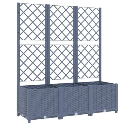vidaXL Cvetlično korito z oporno mrežo modro sivo 120x40x136 cm PP