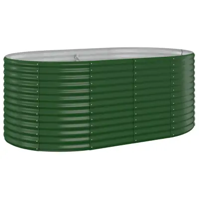 vidaXL Visoka greda iz prašno premazanega jekla 175x100x68 cm zelena