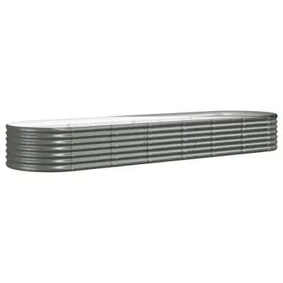 vidaXL Visoka greda iz prašno premazanega jekla 296x80x36 cm siva