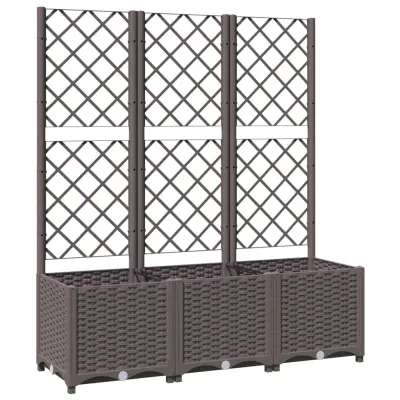 vidaXL Cvetlično korito z oporno mrežo rjavo 120x40x136 cm PP