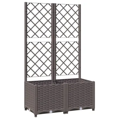 vidaXL Cvetlično korito z oporno mrežo rjavo 80x40x136 cm PP