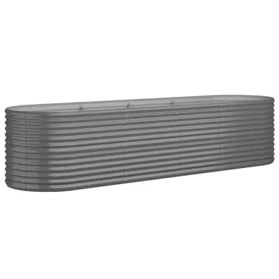 vidaXL Visoka greda iz prašno premazanega jekla 296x80x68 cm siva