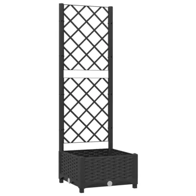 vidaXL Cvetlično korito z oporno mrežo črno 40x40x121,5 cm PP
