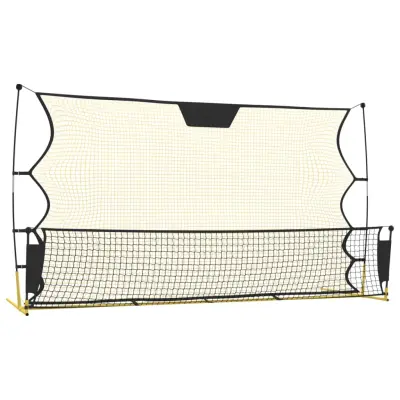 vidaXL Odbojna mreža za nogomet črna in rumena 183x85x120 poliester